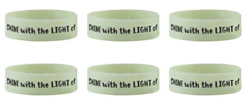 Christian Silicone Bracelet Shine with The Light of Jesus Glow in The Dark Neon Wristband, Pack of 6