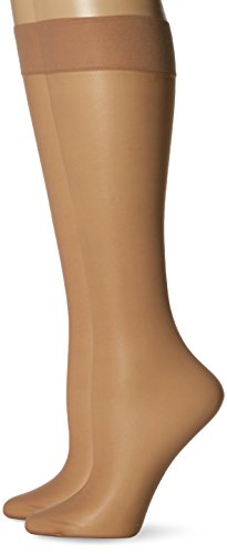 HUE Women's Sheer Knee Hi Socks 2 Pair Pack, Bare, One Size