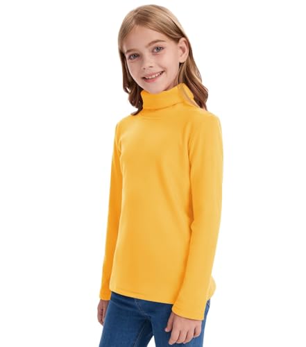 QBK Girls' Long Sleeve Turtleneck T-Shirt Kids Basic High Neck Casual Trendy Soft Base Layer Tee Tops(4t-12Years)2
