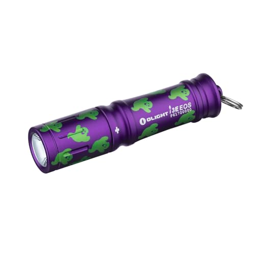 OLIGHT I3E EOS Mini lanterna porta-chaves de 90 lúmenes e alcance 44 m, lanterna pequena resistente à água IPX8, bateria AAA incluída, para campismo, caça, pesca e emergência (fantasma de Halloween)