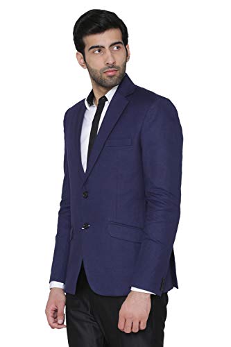 Image of WINTAGE Men's Linen Tailored Fit Solid Evening /Casual Blazer Coat Jacket : Black