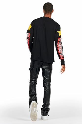 Men's Quatz Leather Stacked Flare Jean4