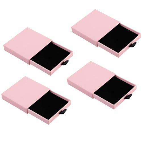 Caja De Regalo Para Joyería,Pequeña Caja De Regalo,Cajitas De Carton De Regalos Para Pulseras,Anillos,Pendientes,Collar(Rosa)
