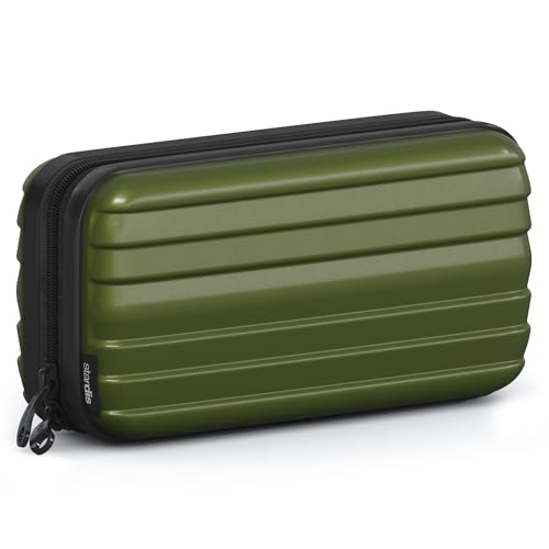 stardis Kosmetiktasche Hartschalen Kulturtasche Hardcase Damen Herren Kulturbeutel in Kofferform Flight-Beautycase Wasserdicht Mini-Koffer Optik Waschbeutel für Frauen, Männer, Kinder (Oliv-grün)