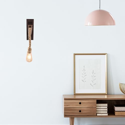 Lámpara de pared iluminación cálida de madera estilo retro Alipis 3