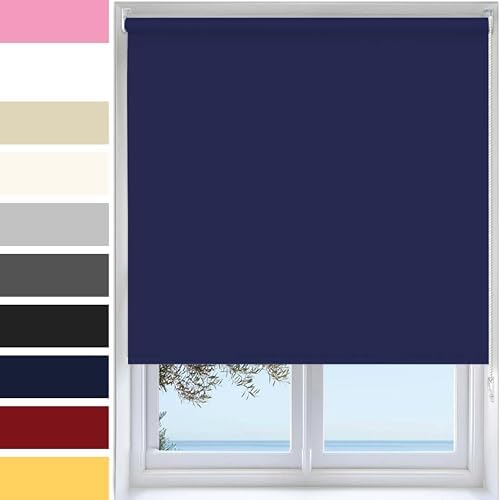 Roller Blinds - Navy 60 Width 165 cm Drop, Thermal Blackout Rolle...