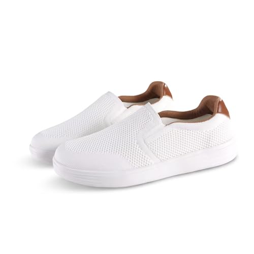 Image of konhill Mens Slip On Loafers Sneakers - Casual Knit Walking Shoes for Men, Lightweight Breathable Memory Foam Boat Shoes, Comfortable Slip-On Driving Loafers for Work Travel Beach