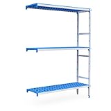 Pujadas P7451 Winkelregal aus Aluminium und Polypropylen, passend für 1/1 Behälter, 3 Ebenen, 3811 mm