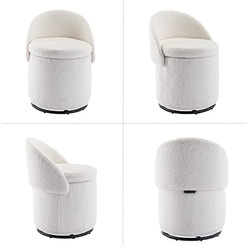Silla giratoria otomana de tocador – Taburete tapizado 360° para maquillaje y dormitorio