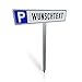 Betriebsausstattung24® Individuelles Parkplatzschild mit Einschlagpfosten | Parkplatzkennzeichnung mit Wunschtext | Pfosten zum Einbetonieren | Aluminium | 52x11 cm
