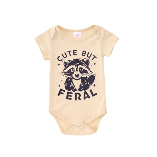 Image of Ritatte Newborn Infant Girl Boy Onesie Cute But Feral Raccoon Bodysuit Romper Funny Unisex Baby Gift Clothes 0-18 Months