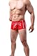 Herren Leder Boxershorts Lack glänzend Optik, Wetlook sexy Unterwäsche, Reizwäsche für Männer, Clubwear Jockstraps mit offenem Schritt Ouvert Shorts Pants (as3, alpha, l, regular, regular, Rot)