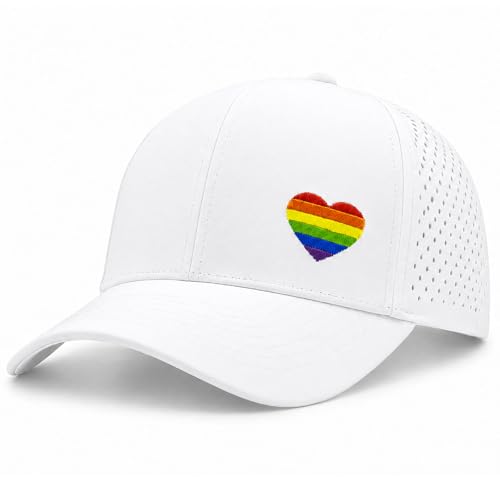YQZUWUXE LGBT Pride Hat Rainbow Quick Dry Baseball Cap Gay Bisexual Pride Clothes Men Women LGBTQ+ Pride Month Gifts White Trucker Hats