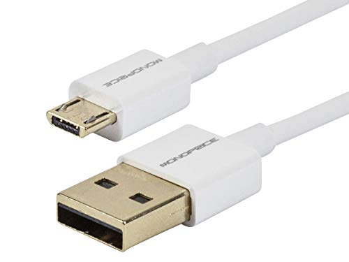 Monoprice USB 2.0 Cable - 1.5 Feet - White | Premium USB Type-A to USB Micro Type-B Charge & Sync Cable