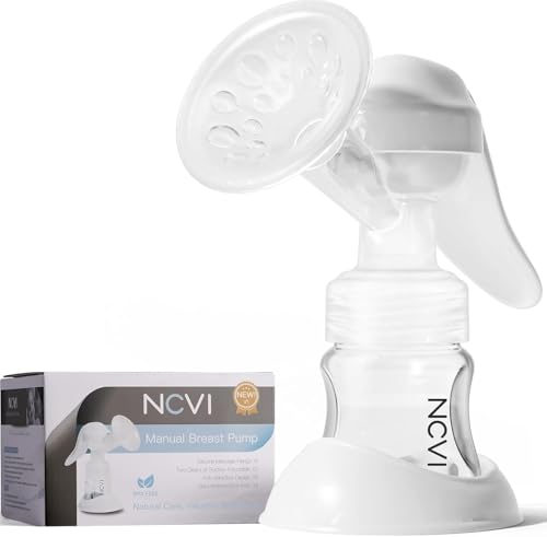 NCVI Manual Breast Pump for Breastfeeding Small Nipple, 20mm Silicone Soft Flange Single Hand Held Pump Breast Milk 5oz, BPA-Free with Two Kinds of Suction Adjusted Suitable for 17/18/19/20mm Nipples (Manual Breast Pump - 8610)