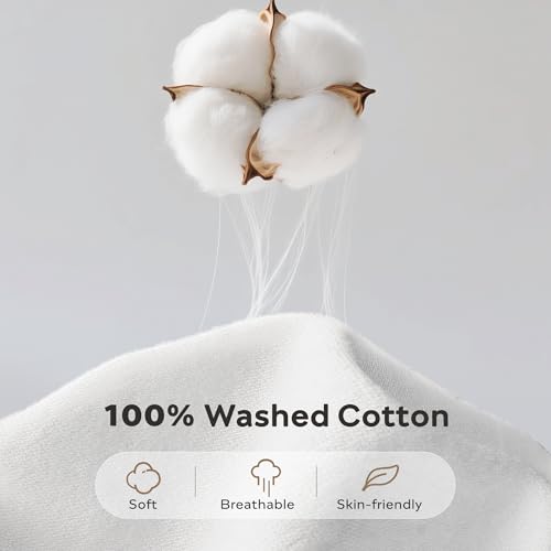 Image of JELLYMONI Washed Cotton Duvet Cover - Off White, Twin Size 68x90 Inches, 2-Piece Bedding Set with Button Closure, Includes 1 Duvet Cover & 1 Pillowcase (Comforter Not Included)