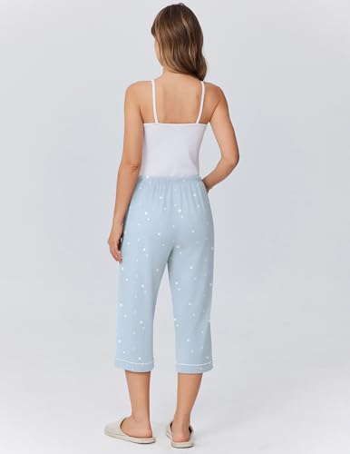 Image of Ekouaer Womens Pajamas Pants Capri Pj Bottoms with Pockets Sleep Pants | Comfy Drawstring Printed Soft Lounge Pants for Home, Daliy Wear