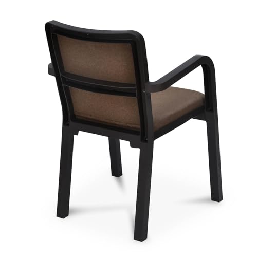 Image of Nilkamal Luxe Full-Back Cushioned Plastic Arm Chair | Stackable Chair | for Home, Living Room, Office, Outdoor, Balconies | Season Rust Brown & Dark Beige