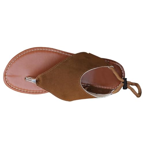 SHOBDW Sandalia Mujer Cómodo Versátil Casual De Tiras Para Mujer Zapatos Punta Abierta Sandalias Playa Planas Con Hebilla Y Correa En El Tobillo Casuales Verano Retro Dedo Comodas Vestir Marrón 38