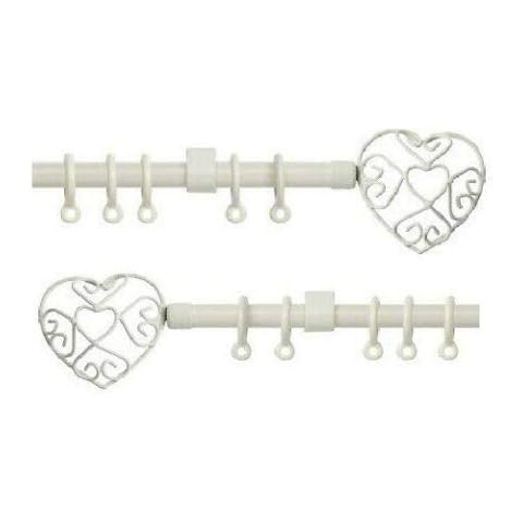 Extendable Metal Cream Curtain Pole Set Cover