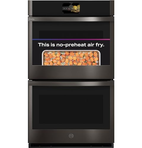 Image of GE Profile 30 in. Smart Double Electric Wall Oven with Convection Cooking in Fingerprint Resistant Black Stainless Steel PTD7000BNTS