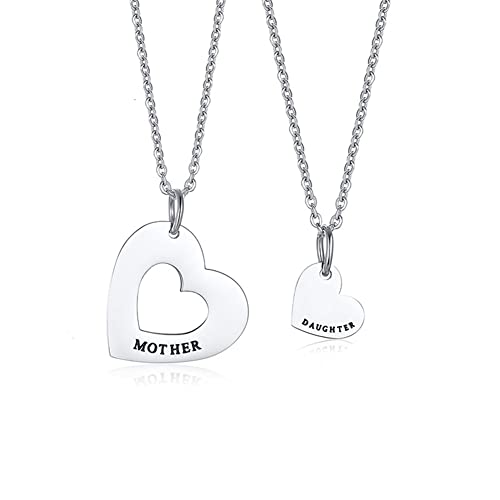 Runsmooth Mom Daughter Necklace,Best Friend Necklaces,BFF of 2 Gift,Bridesmaid Gifts on Wedding,Split Heart Shape Necklaces,Best Friends Forever and Ever Gifts