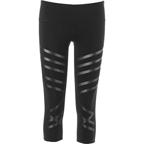 Alo Yoga Women's Airbrush Capri Legging, Black/Black Lineal, Small