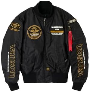 Amazon.co.jp: [バンソン] MA-1ジャケット ブラック/アイボリー M