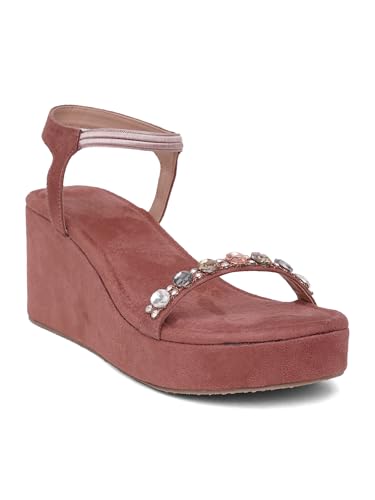 Image of TRYME Embellished Platform Sandals for Women | Soft Wedge Slippers for Wedding, Ethnic & Casual Styling