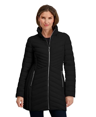 Image of Nautica Women's Stretch Puffer Jacket- Wind & Water-resistant Winter Coat Faux Fur Lined Hood