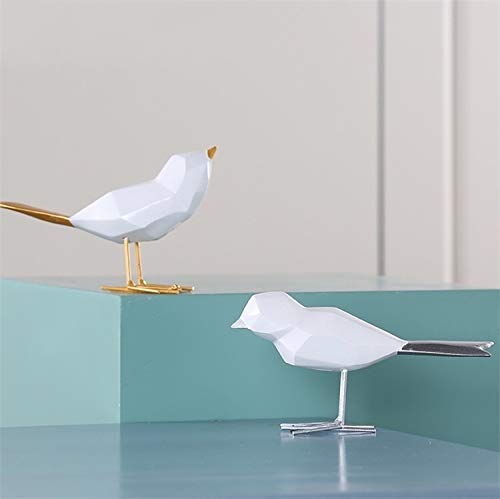 JJ Gifts Bird Statue Sculpture for Living Room, Office, Kitchen etc. Geometric Origami Simulation Art Desktop Animal Ornamentation. (Gold Feet) - Thumbnail 2