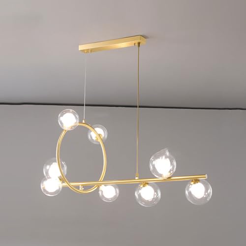 Lustre suspension moderne en verre et métal doré de qualité