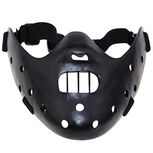 WEFONLLICOS Hannibal Lecter Mask Cosplay The Silence of The Lambs Half Face Killer Halloween Costume Props Resin (Black)