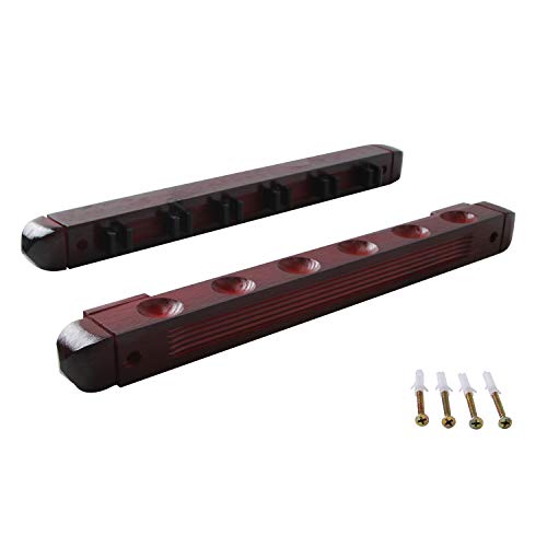 Betterline Billiard Wooden Cue Rack For 6 Pool Sticks, Cue Bridge Spider Head, Cue Cross X Rest, Cue Accessories, 5 Cue Chalk Cubes And 2 Pool Table Spot Stickers #TOP1
