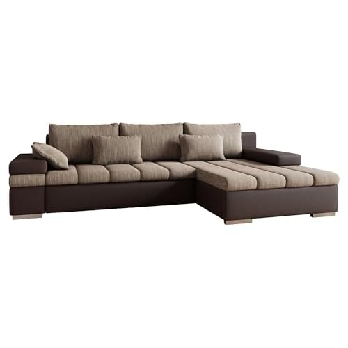 Mirjan24 Design Ecksofa Bangkok, Moderne Eckcouch mit Schlaffunktion und Bettkasten, Ecksofa für Wohnzimmer, Gästezimmer, Couch L-Form, Wohnlandschaft, (Ecksofa Rechts, Soft 066 + Lawa 02)