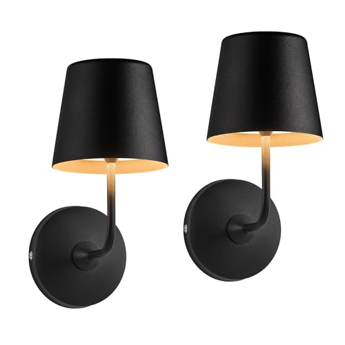 2 lámparas de pared inalámbricas LED recargables con control táctil y pantalla de metal