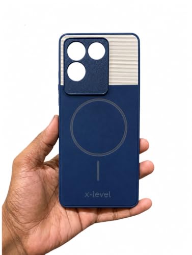 Image of Bintage 2in1 Hard Slim Back Case | Soft Border Camera Protect | Dual PU Leather Finish Back Cover Compatible for Vivo T2 Pro 5G - Royal Blue