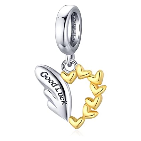 Manhe Charms Good Lucky Wing Charms Sterling Silver Feather Charms fit Pandora Charms Bracelet Pendant Necklaces Jewelry Gifts for Women Girls Mom Wife Cover