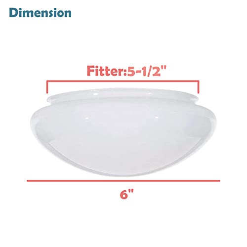 Image of Aspen Creative 23606-02, 6 inch White Opal Mushroom Glass Shade For Ceiling Fixture, 6 inch Dia x 4 inch H /Fitter 5-1 /2 inch, 2 Pack