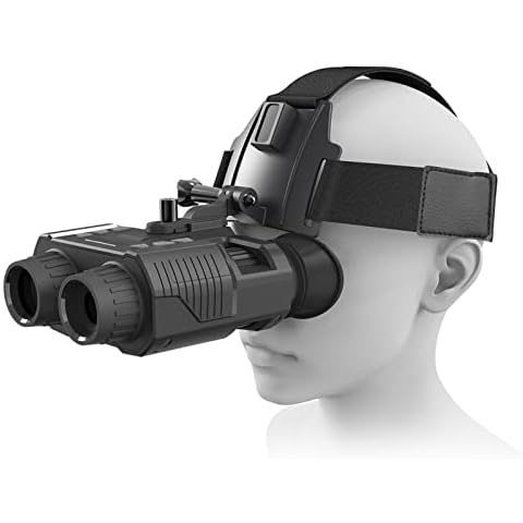 1080P Night Vision Binoculars Head Mount, Rechargeable Hands Free Night Vision Goggles, 850NM IR Infrared, 4x Magnification, for Helmet, Hunting Cover