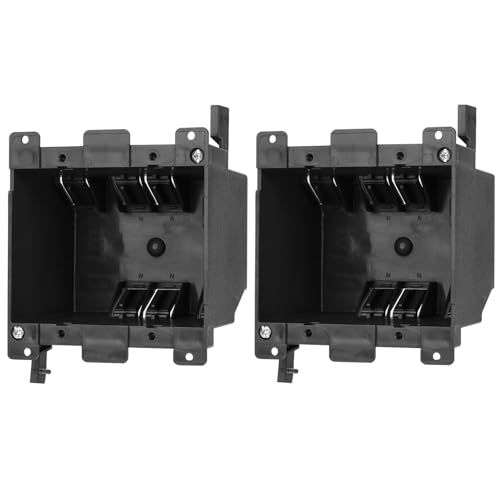 YQMIGU Black 2-Gang Old Work Outlet Box 25 Cubic Inch. Capacity 4-1/3 Length x 4-1/6 Width x 2-5/6 Depth PVC Construction Electrical Junction Black Box ETL Certified (2 Pack)