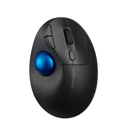 Kensington Trackball Pro Fit Ergo TB450 Bluetooth 2.4 GHz, Podwójna Łączność, do 18 Miesięcy Życia Baterii, Ergonomiczna Mysz, 34 mm, Obsługiwana Kciukiem, 50% Plastiku z Recyklingu (K72194WW)