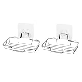 Healeved Jabonera de Acero Inoxidable sin Perforación Escurridor 2 Unidades Adhesivo para Pared Soporte Multiuso para Baño y Cocina Almacenamiento Higiénico y Práctico