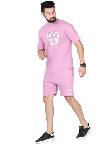 Image of Vogaan Men's T-Shirt and Shorts Set | Pyjama Set for Men | Co-ord Set | Cotton Printed Top & Shorts Night Suits Set