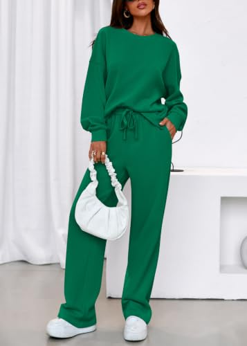 KIRUNDO Sweatsuits 2 Piece Outfit Matching Lounge Sweat Set(Green, S) - image 5