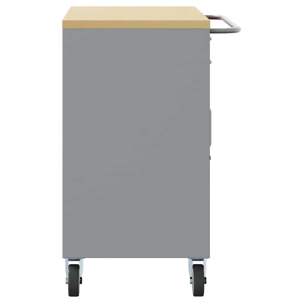 vidaXL Carrello da lavoro a rulli Rosso e Grigio 75 x 45 x 85 cm, Banco da lavoro, tavolo industriale modulare, resistente con spazi per organizzare attrezzi e materiali