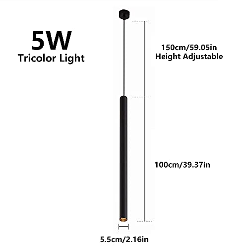 Lámpara colgante de isla de cocina con tubo cilíndrico de aluminio LED 5W color negro para techo 3