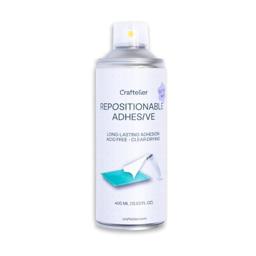 Craftelier - Repositionierbarer Sprühkleber mit klarem Finish Speziell für Schneidedecken | Ideal zur Verlängerung der Lebensdauer Ihrer Schneidedecke | Einfach zu verwenden | Menge 400ml Craftelier - Repositionierbarer Sprühkleber mit klarem Finish Speziell für Schneidedecken | Ideal zur Verlängerung der Lebensdauer Ihrer Schneidedecke | Einfach zu verwenden | Menge 400ml