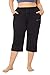 ZERDOCEAN Women's Plus Size Active Yoga Lounge Indoor Jersey Capri Walking Crop Pants with Pockets Drawstring Black 1X