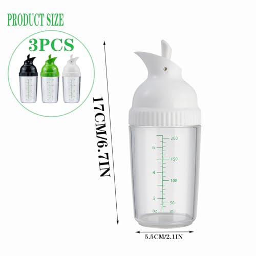 Black, white, and green salad dressing shake bottles, homemade salad dressing bottle mixer measuring device, no drip pouring, soft grip design, free of bisphenol A (200mL each) - Thumbnail 2